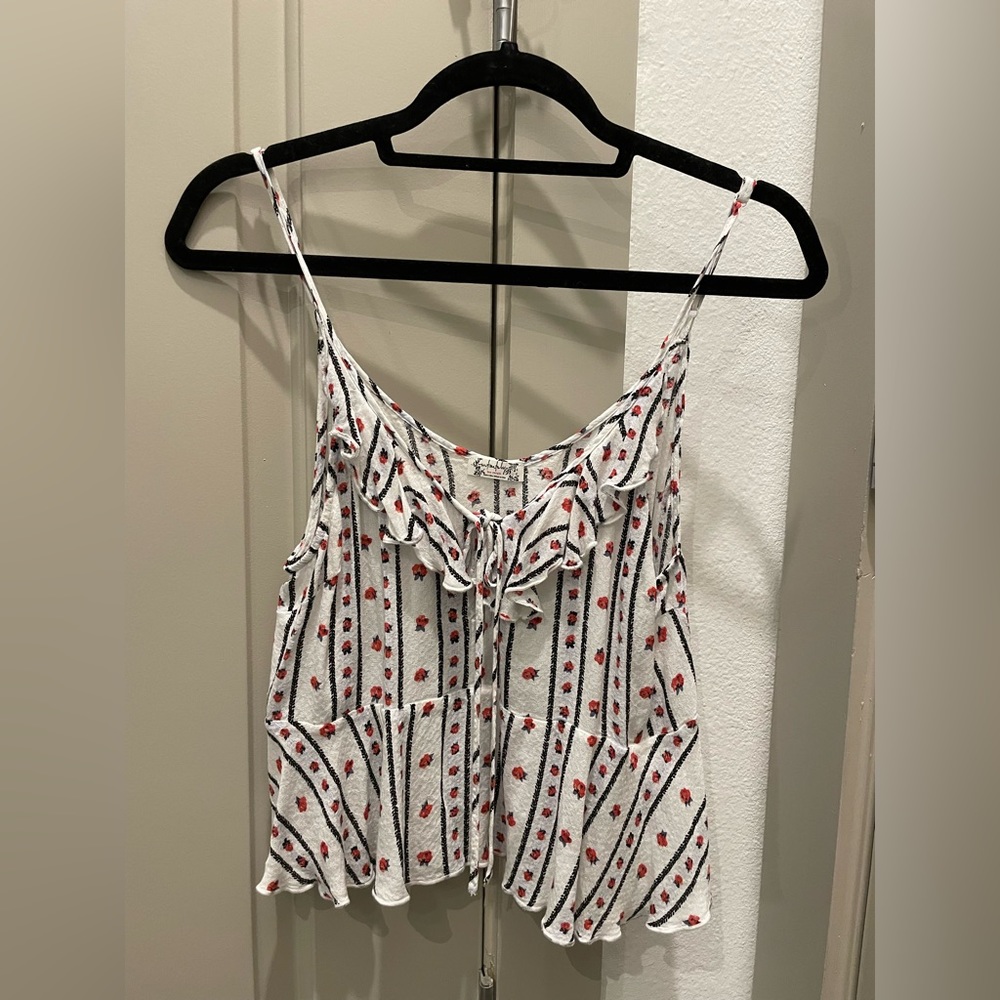 Free People Intimately Flowy White & Floral Tank (Size: M)